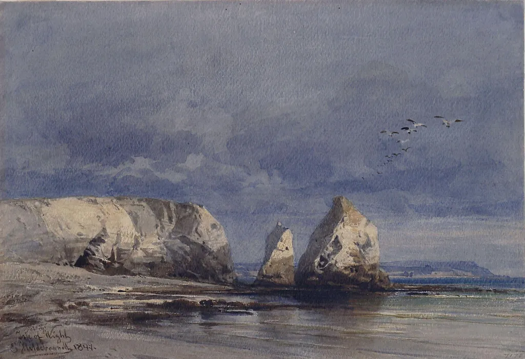 The Needles, Isle of Wight, by Eduard Hildebrandt, watercolor, 1847