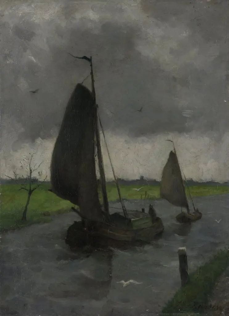 Watercourse with Sail Barges, by Eduard Karsen