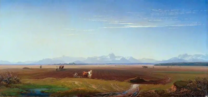 Ploughing in Bavaria, by Eduard Schleich the Elder