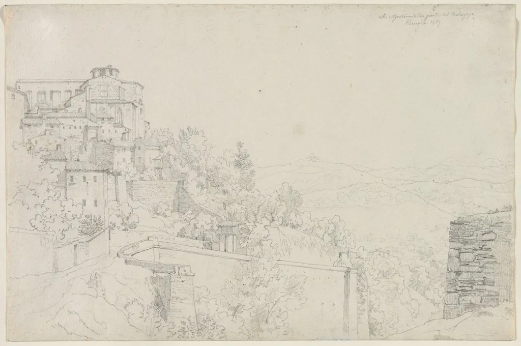 Saint Agostino from Bulagajo, Perugia (San Agostino dalla parte del Bulagajo, Perugia), by Eduard von Steinle, 1829