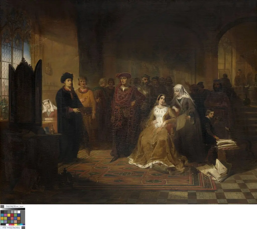 Filips de Goede bezoekt het atelier van Jan van Eyck, by Eduard Wallays