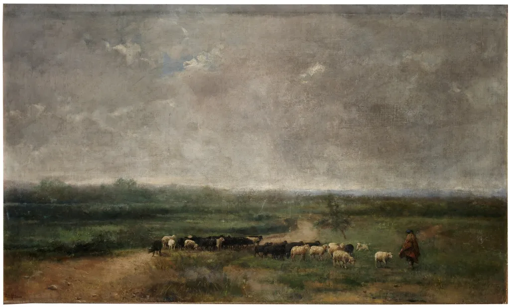 Un rebaño, by Eduardo María de Alba y Massa, oil, 1900