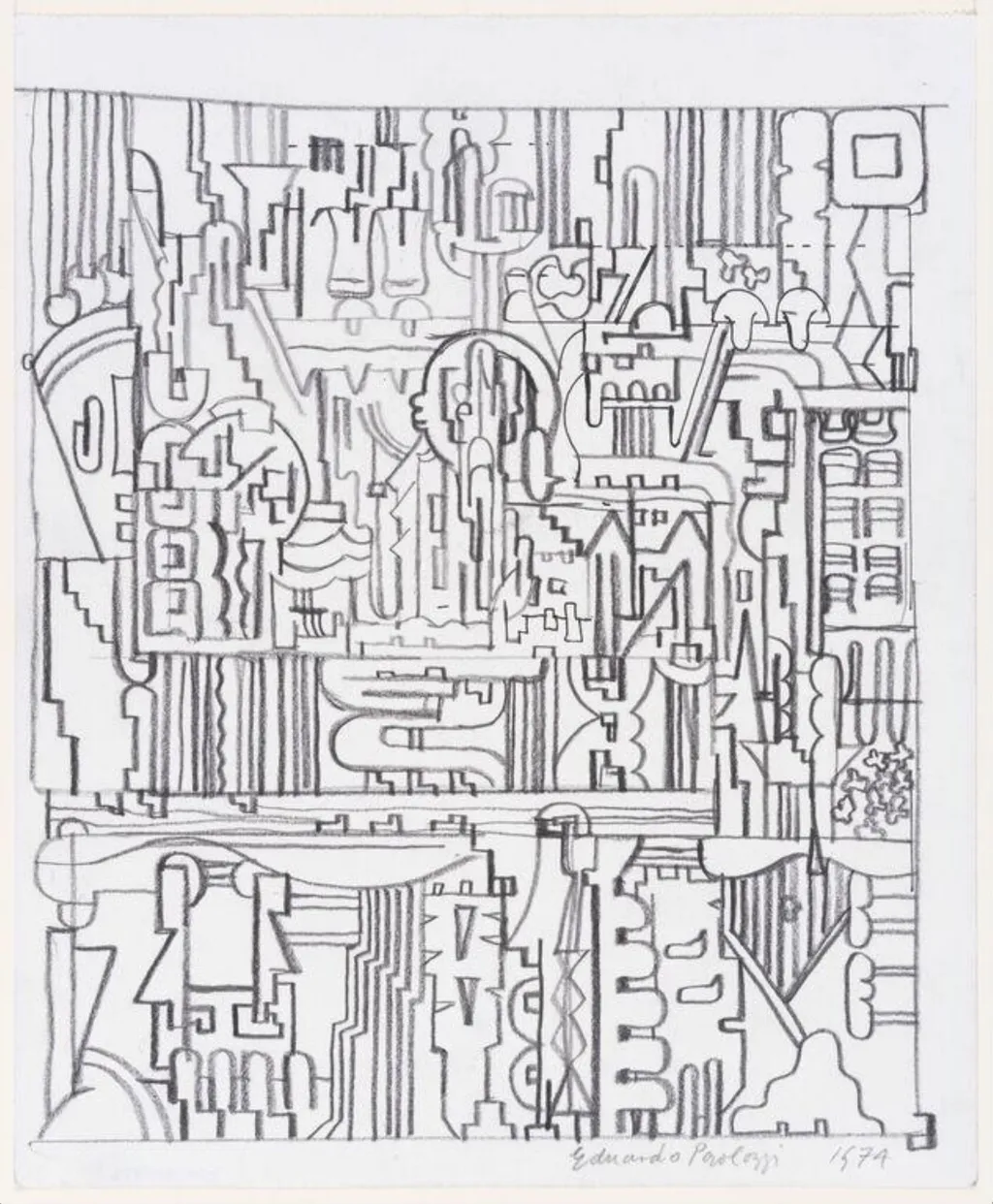 Untitled study, by Eduardo Paolozzi, 1974