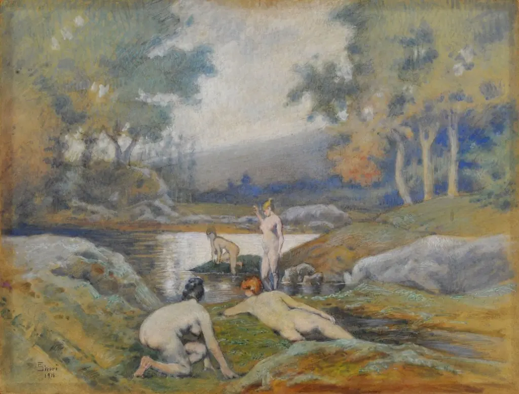 Women bathing, by Eduardo Sívori