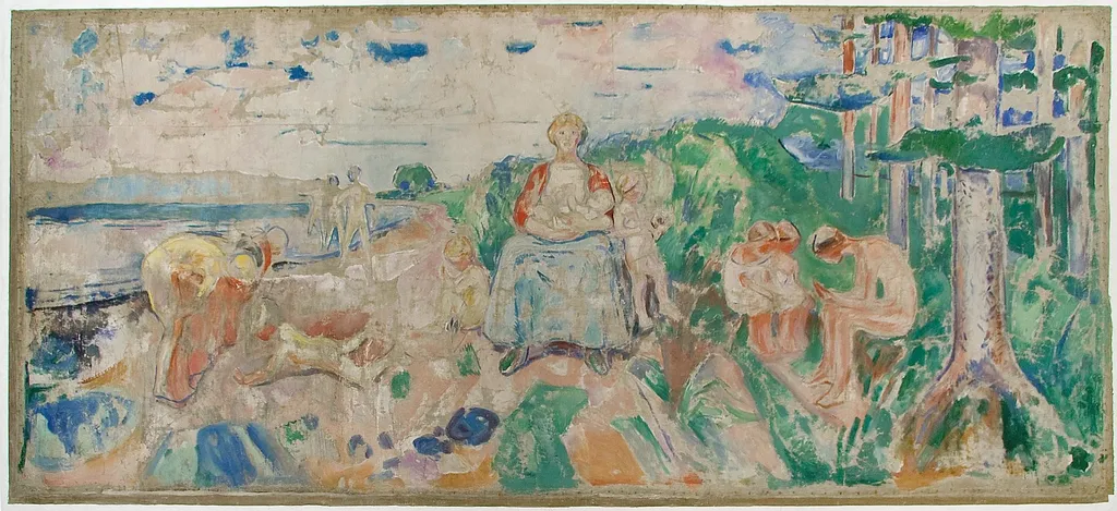 Alma Mater, by Edvard Munch, oil, 1912