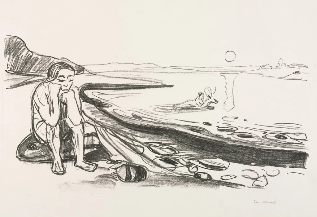 Alpha and Omega: Omega's Flight, by Edvard Munch, 1908