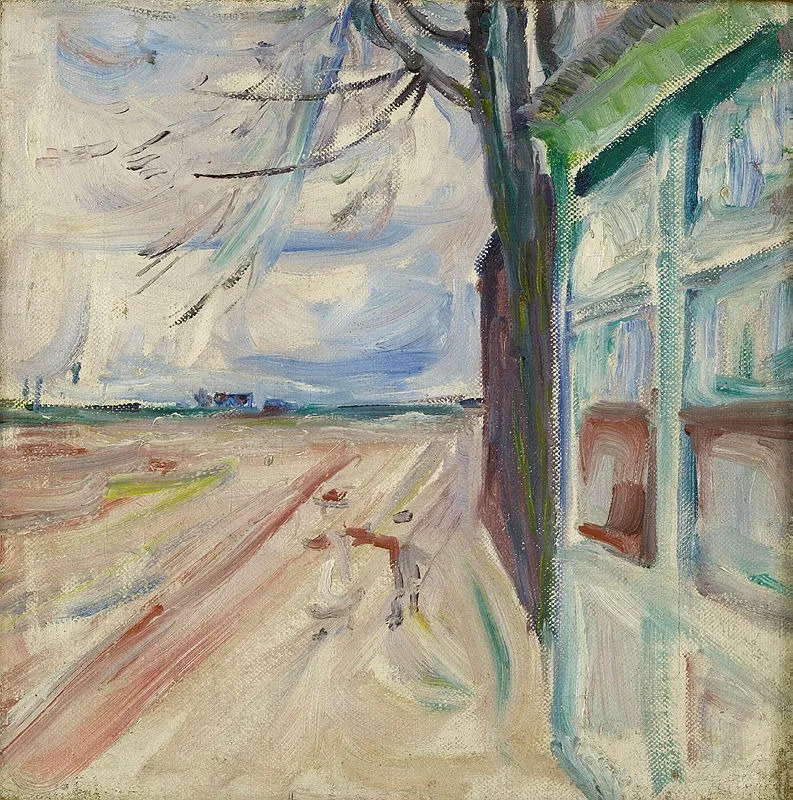 Am Strom, Warnemünde, by Edvard Munch, oil, 1908