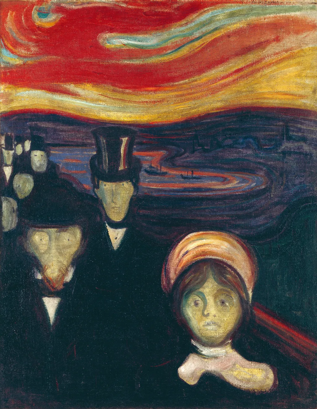Anxiety, by Edvard Munch, oil, 1898