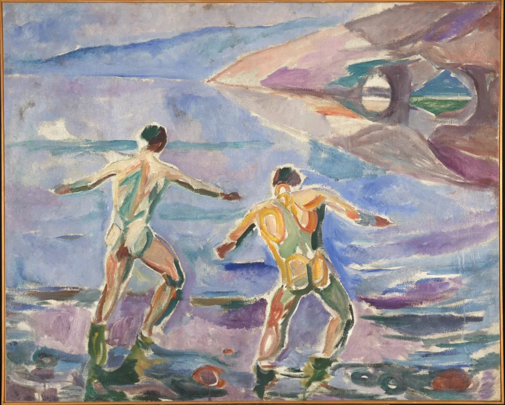 Bathing Men, by Edvard Munch, oil, 1918