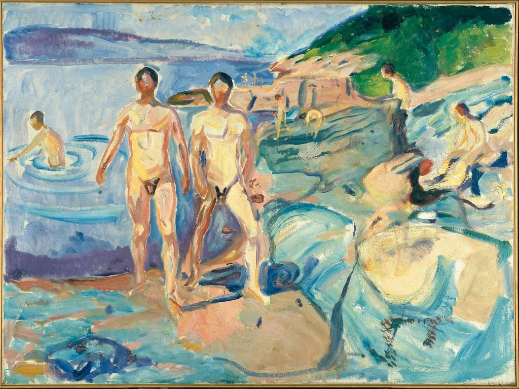 Bathing Men, by Edvard Munch, oil, 1915