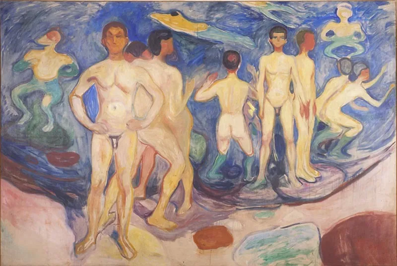 Bathing Young Men, by Edvard Munch, oil, 1904