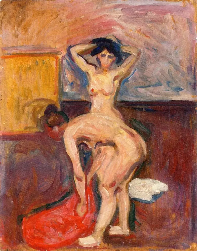 Bending and upright Nude, by Edvard Munch