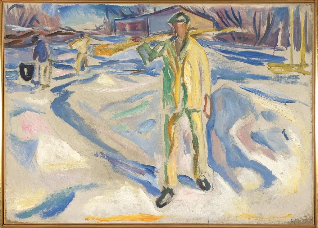 Building Workers in Snow, by Edvard Munch