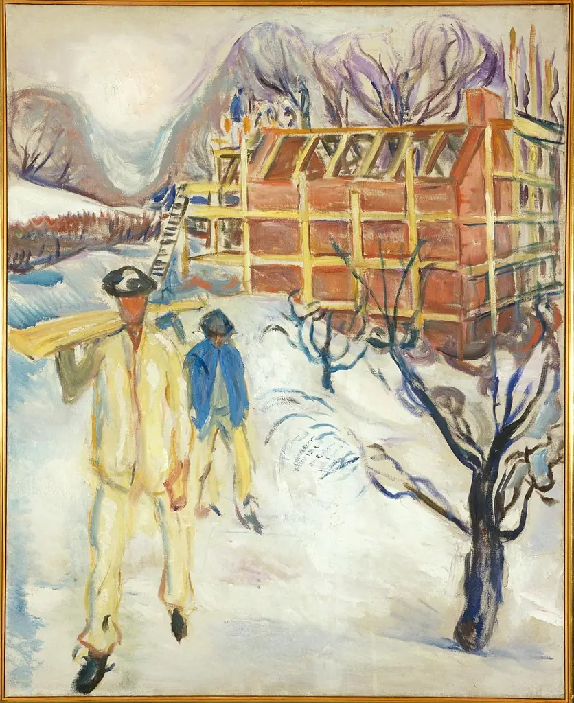Building Workers in Snow, by Edvard Munch