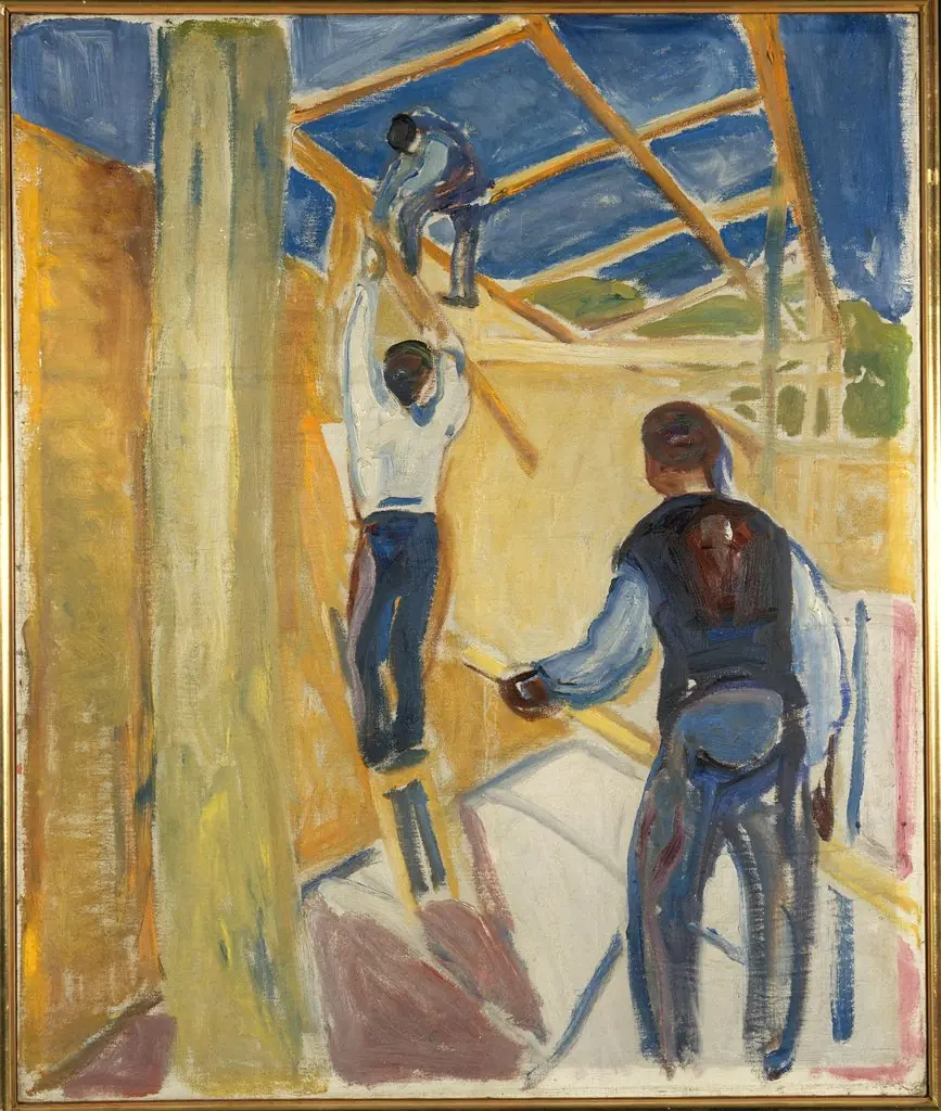 Building Workers in the Studio, by Edvard Munch
