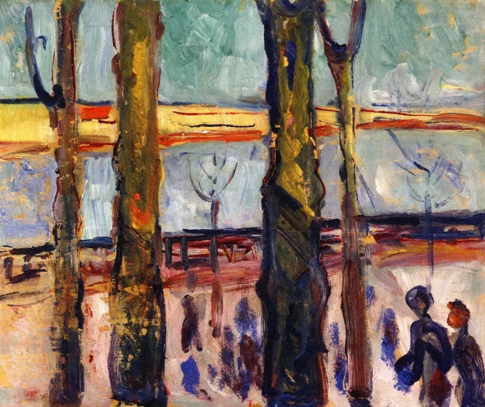 Canal in Warnemünde, by Edvard Munch, oil, 1908