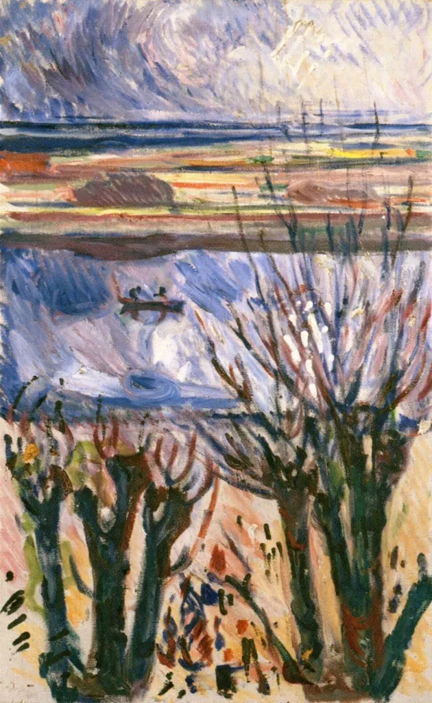 Canal in Warnemünde, by Edvard Munch, oil, 1908
