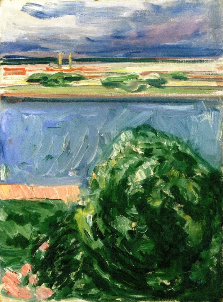 Canal with Dark Clouds, by Edvard Munch, oil, 1908