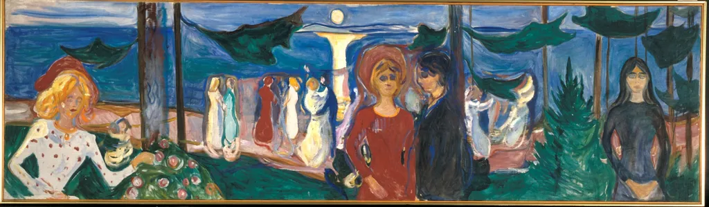 Dance on the Beach (The Linde Frieze), by Edvard Munch, oil, 1904
