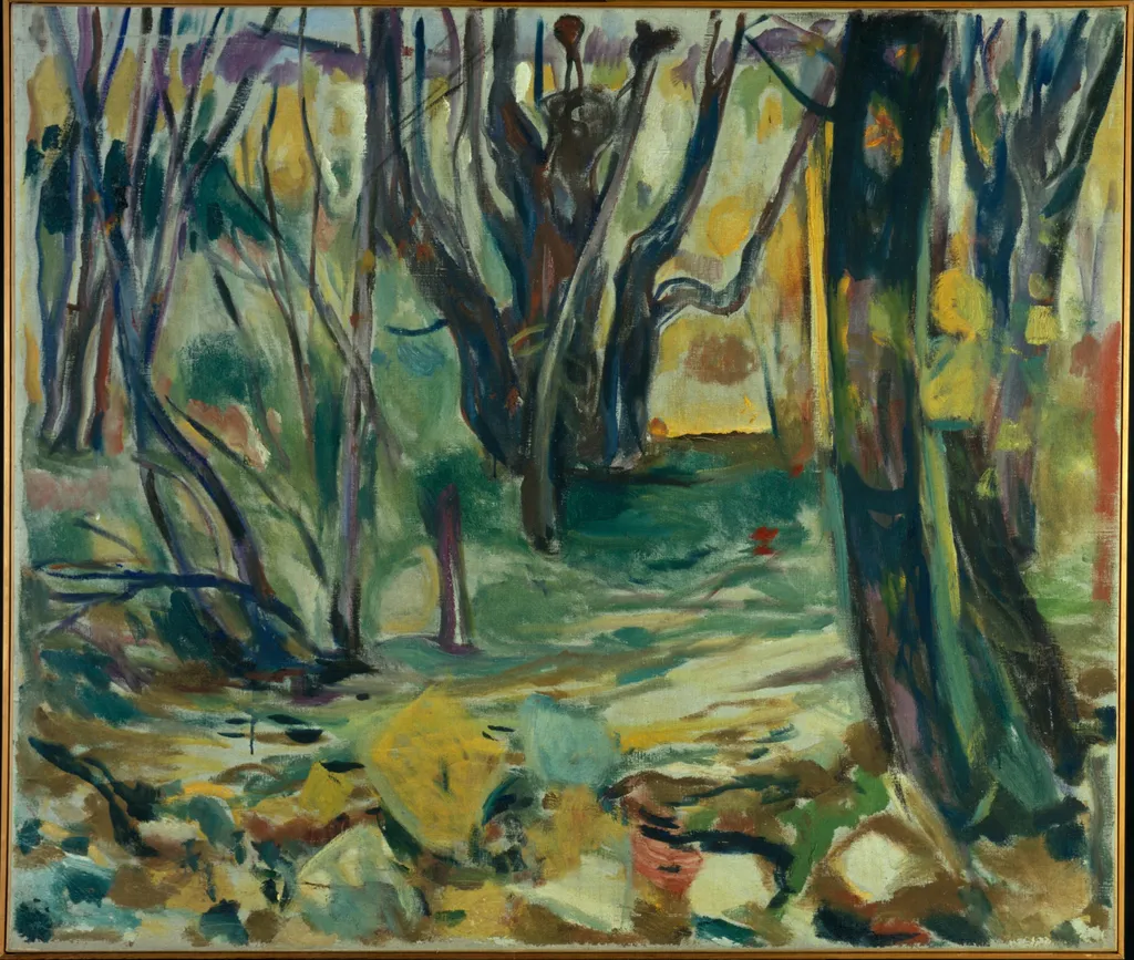 Elm Forest in Autumn, by Edvard Munch, oil, 1919