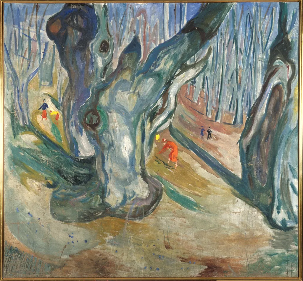 Elm Forest in Spring, by Edvard Munch, oil, 1923