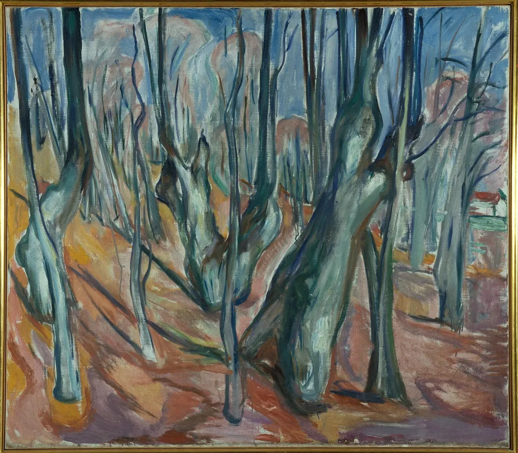 Elm Forest in Spring, by Edvard Munch, oil, 1923
