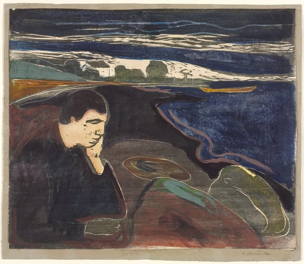 Evening, Melancholy I, by Edvard Munch, 1896
