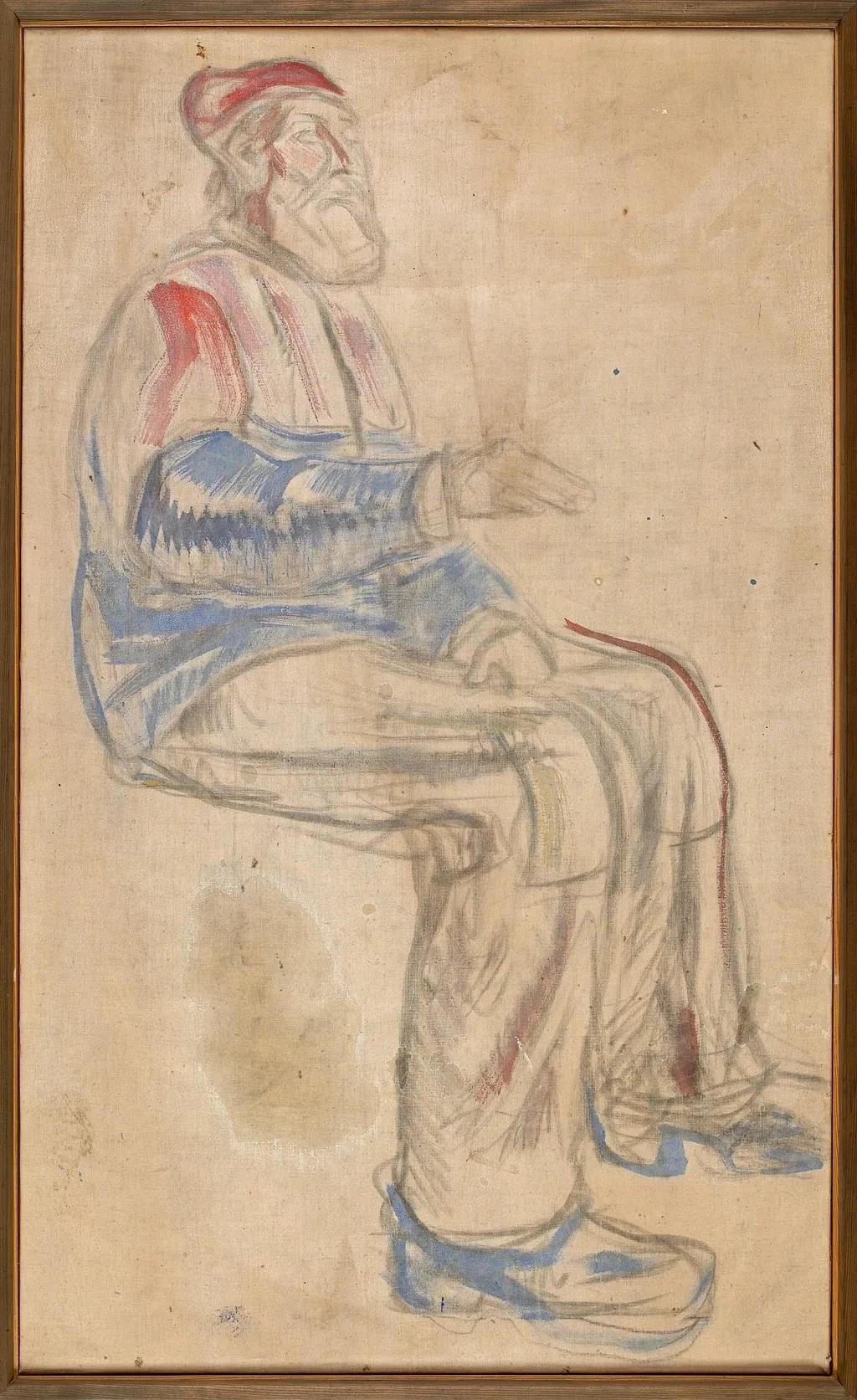 History: Study for the Old Man, by Edvard Munch, charcoal, 1910