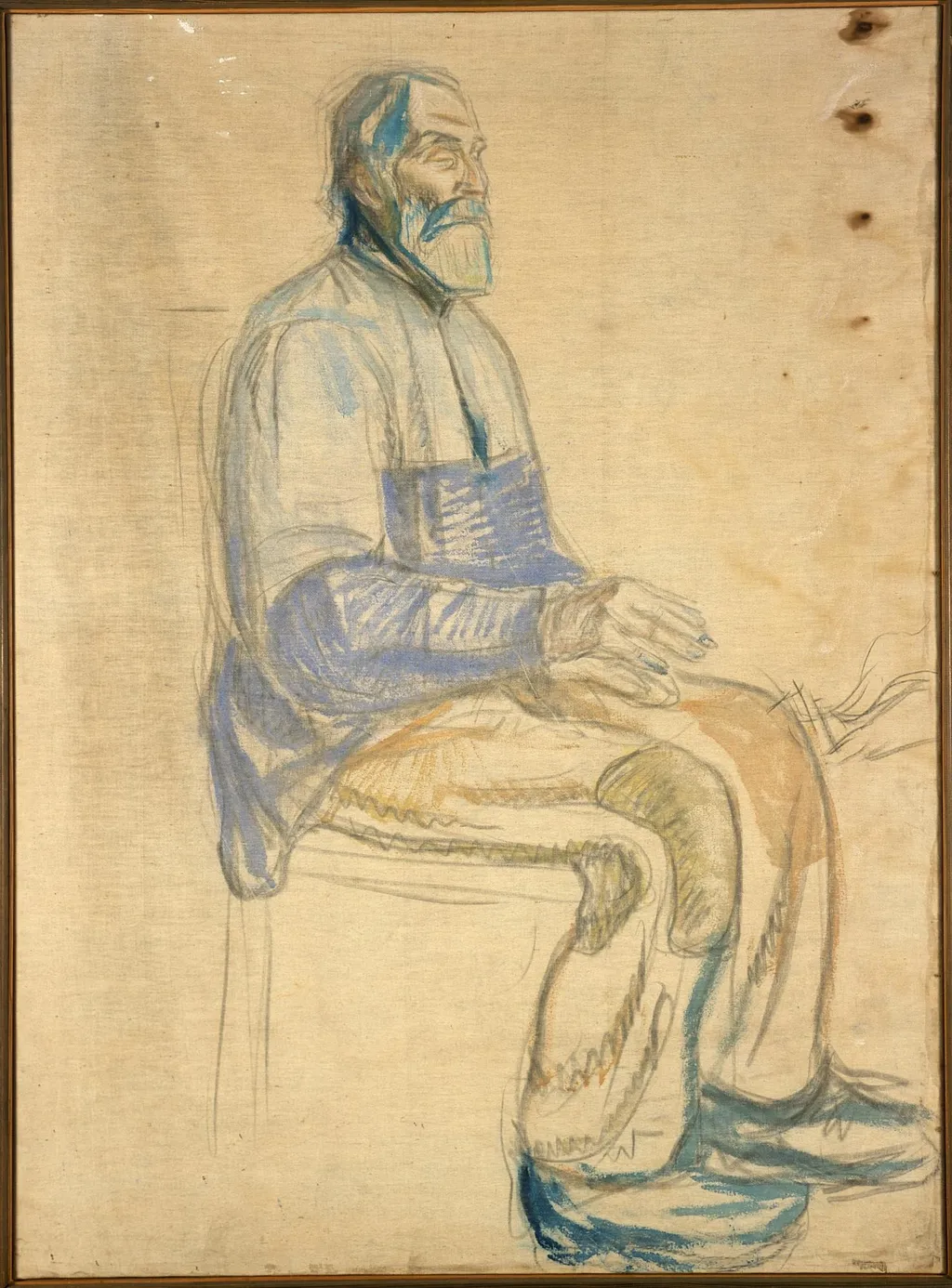 History: Study for the Old Man, by Edvard Munch, charcoal, 1910
