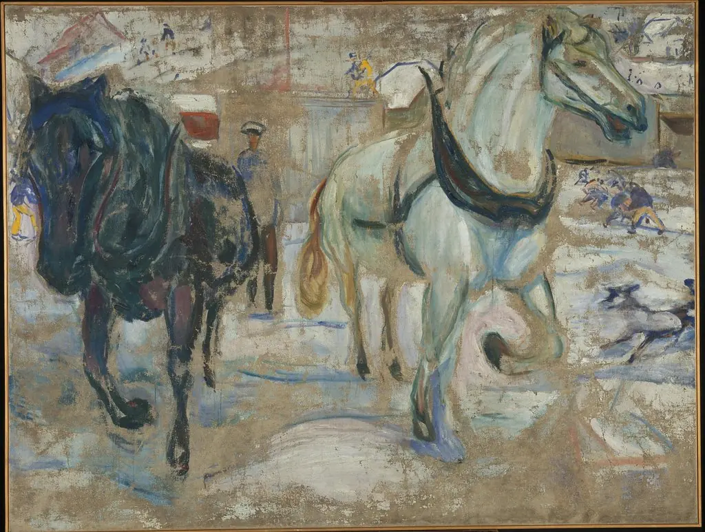 Horse Team in Snow, by Edvard Munch