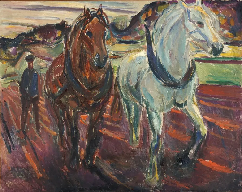 Horse Team Ploughing, by Edvard Munch