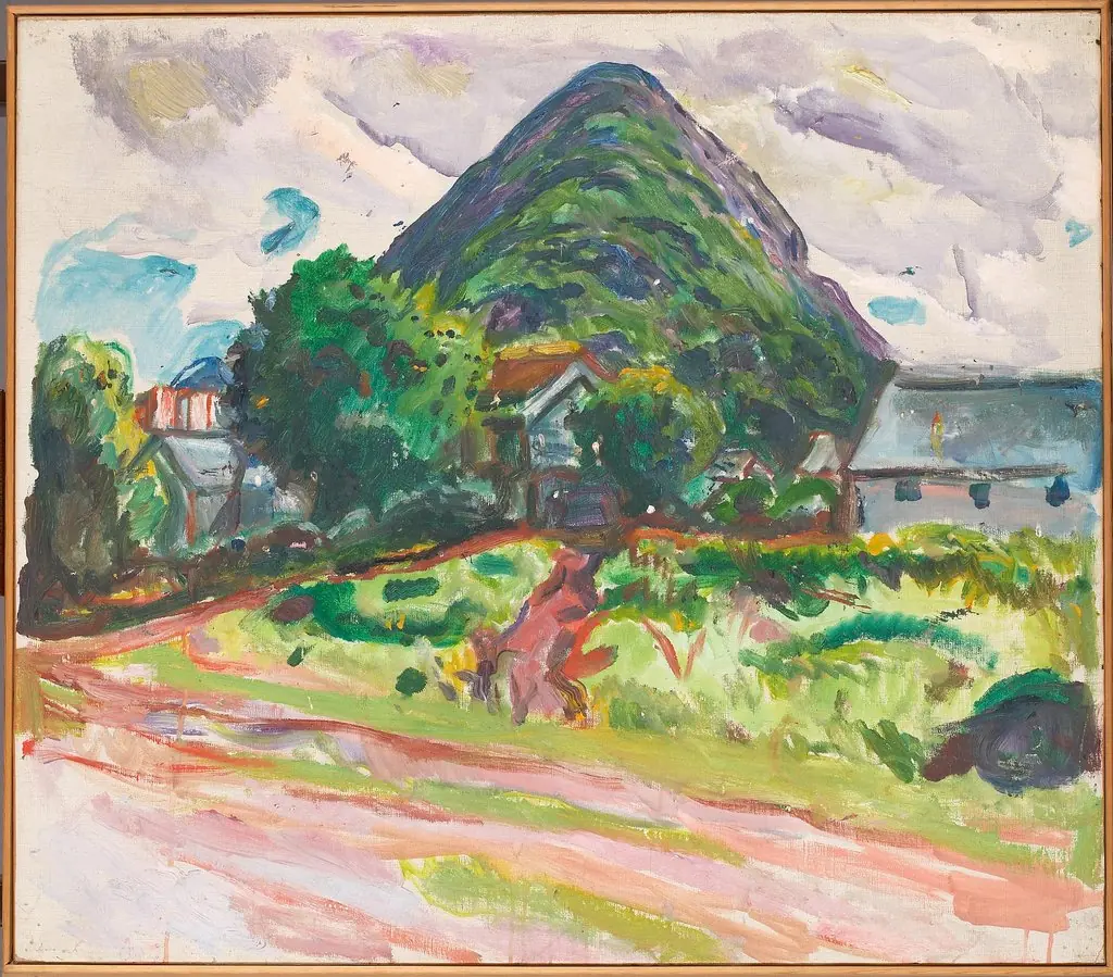 House with Mountains in the Background, by Edvard Munch