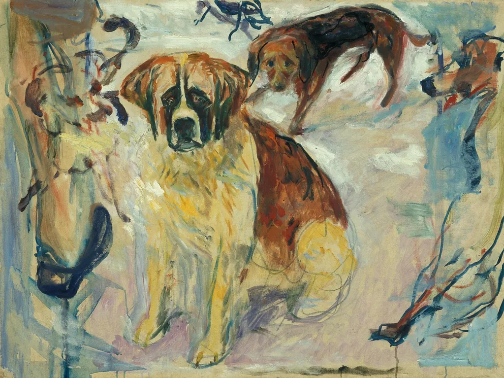 In the Kennel, by Edvard Munch, oil, 1913