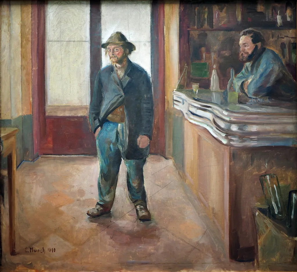 In the Tavern, by Edvard Munch, oil, 1896