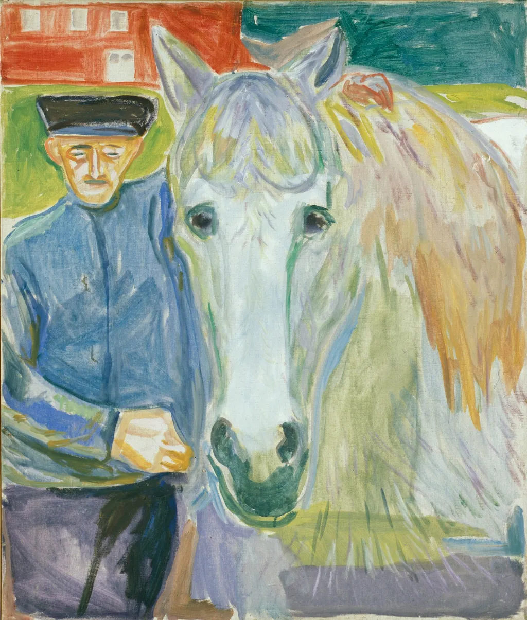 Man with Horse, by Edvard Munch, oil, 1932