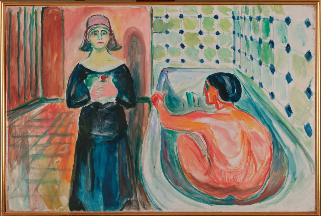 Marat in the Bath and Charlotte Corday, by Edvard Munch, oil, 1930