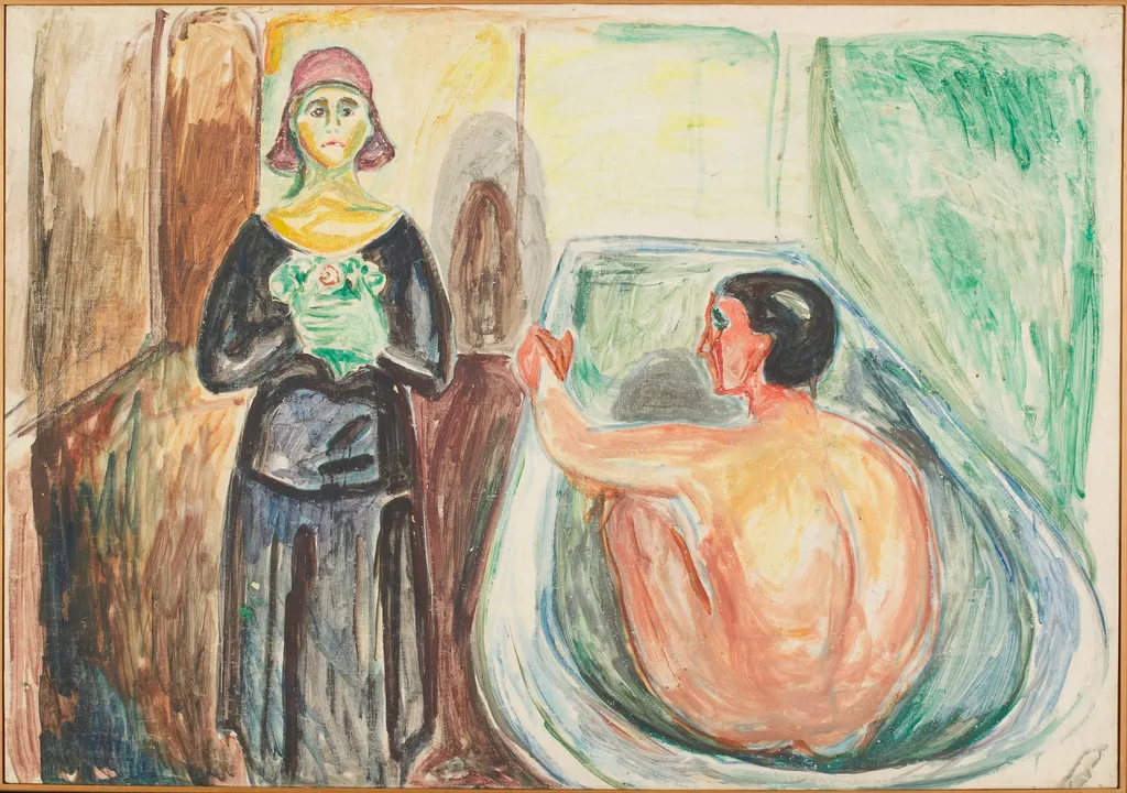 Marat in the Bath and Charlotte Corday, by Edvard Munch, oil, 1930