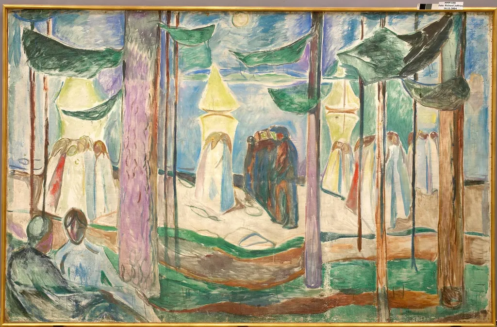 Meeting on the Beach, by Edvard Munch, oil, 1921