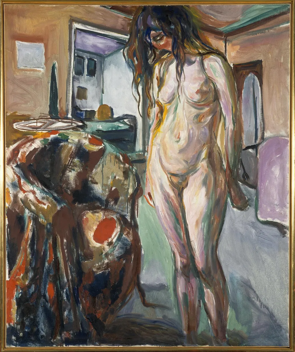 Model by the Wicker Chair, by Edvard Munch, oil, 1919