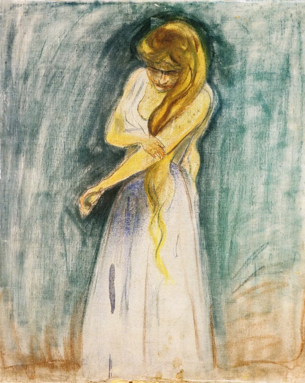 Model Scratching her Arm, by Edvard Munch, crayon, 1896