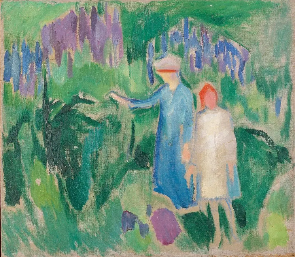 Mother and Daughter in the Garden, by Edvard Munch