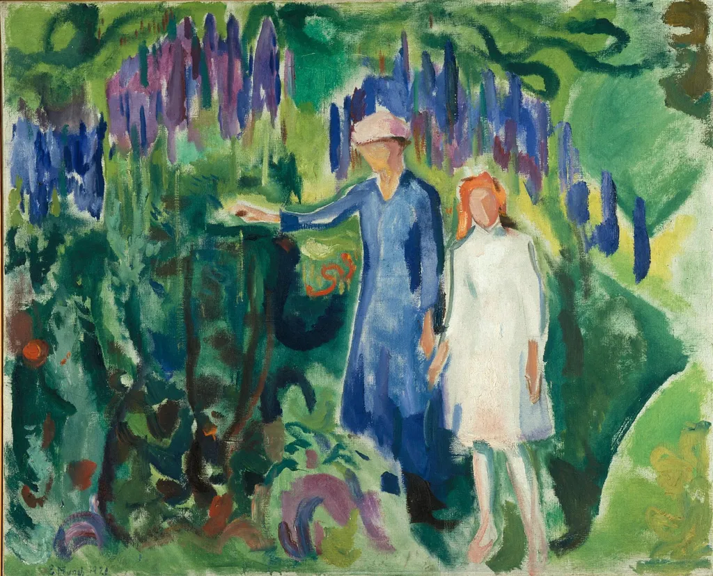 Mother and Daughter in the Garden, by Edvard Munch, oil, 1920