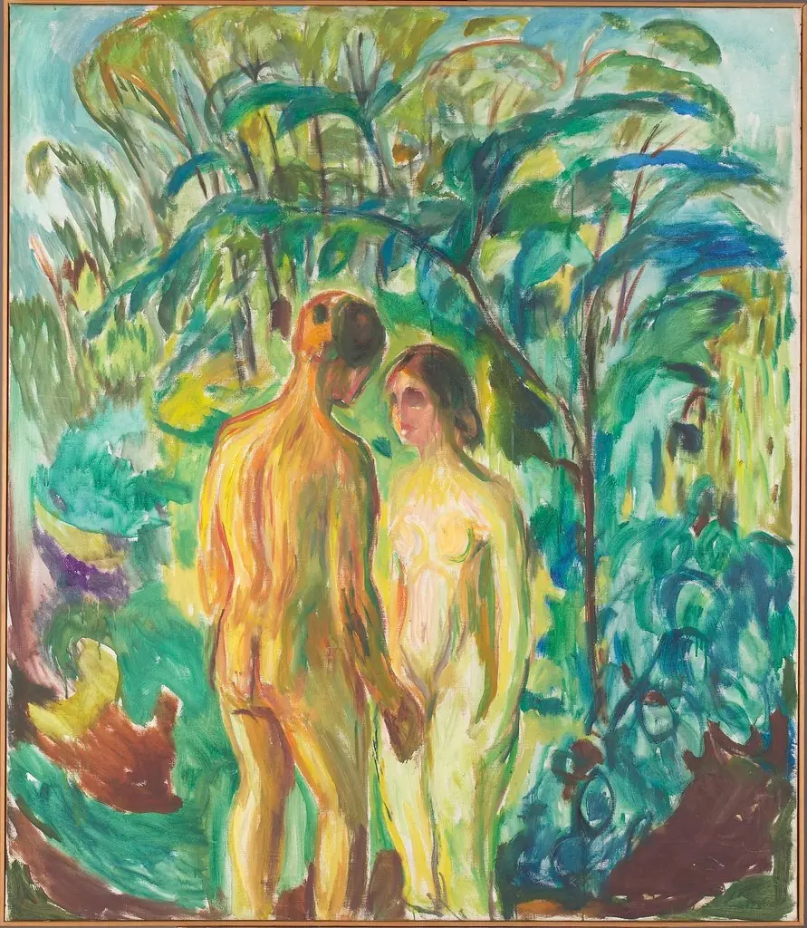 Naked Man and Woman in the Woods, by Edvard Munch