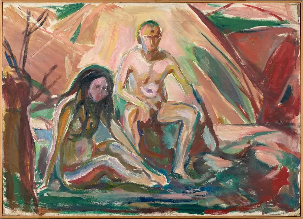 Naked Man and Woman, Seated, by Edvard Munch