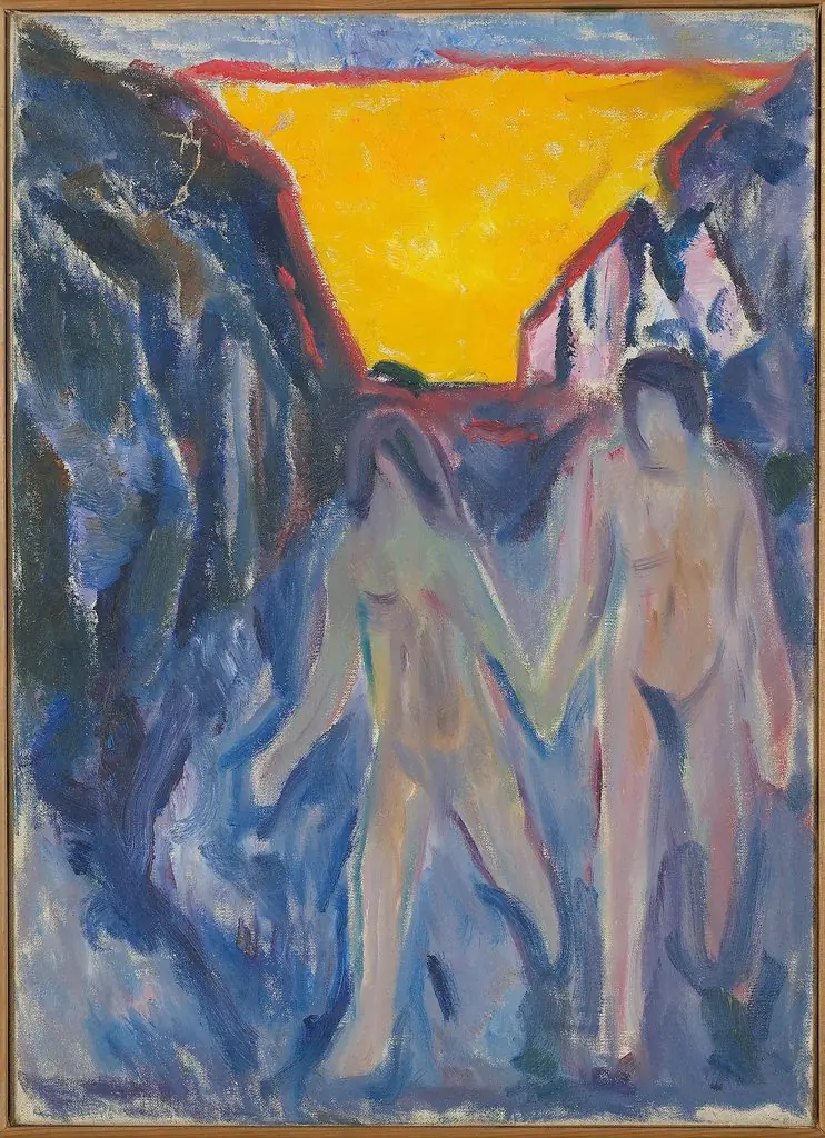 Naked Man and Woman, Walking, by Edvard Munch