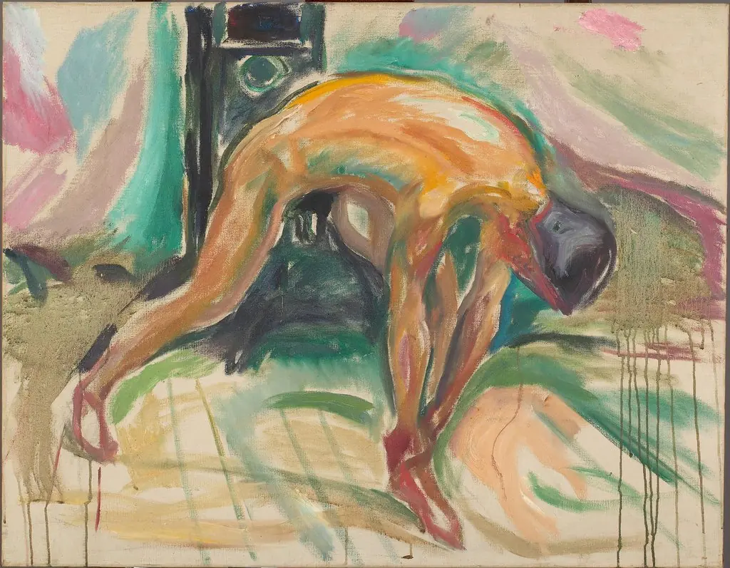 Naked Man Gripping his Ankle, by Edvard Munch
