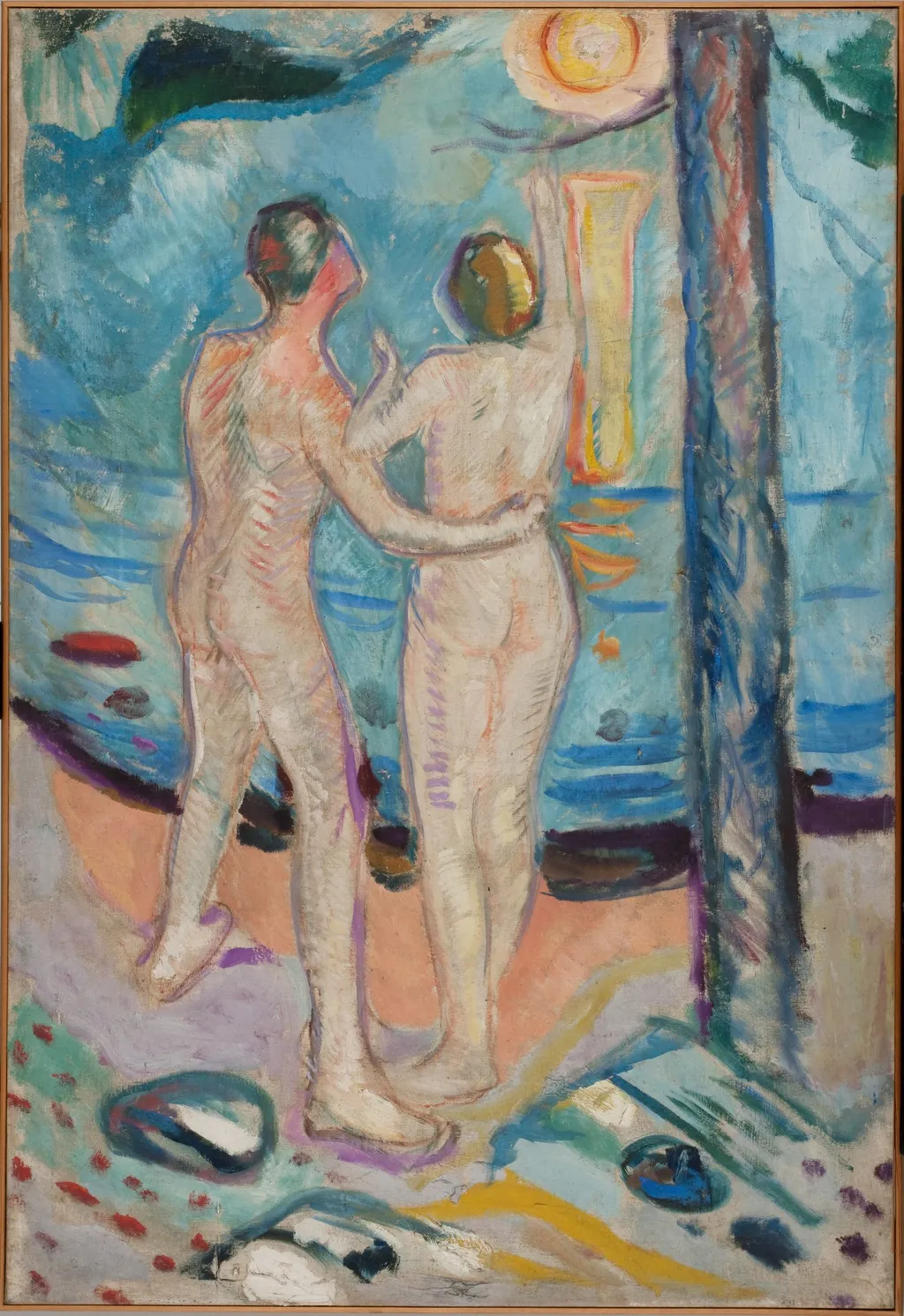 Nude Couple on the Beach, by Edvard Munch, oil, 1910