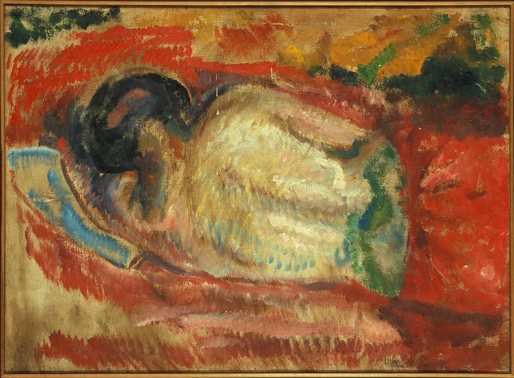 Nude Female Back, by Edvard Munch, oil, 1917