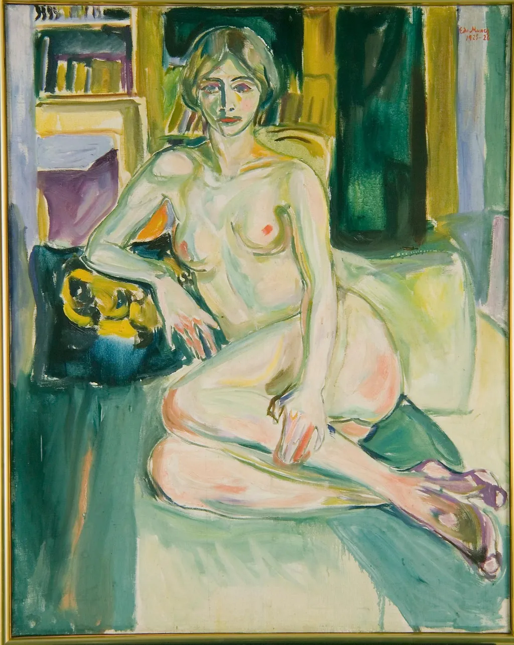Nude, Sitting on the Couch, by Edvard Munch, oil, 1925