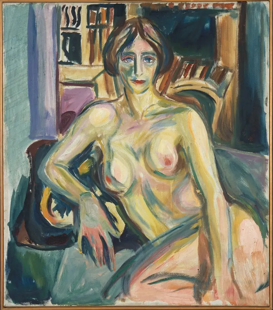 Nude, Sitting on the Couch, by Edvard Munch